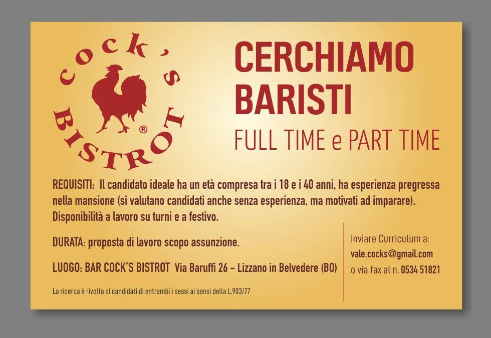 Stampa litografica – Cock’s Bistrot – Lizzano in B. (Bo)
